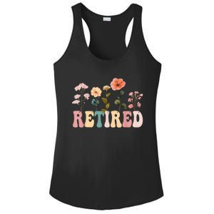 Retired Floral Letters Design Retirement Gifts Ladies PosiCharge Competitor Racerback Tank