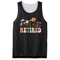 Retired Floral Letters Design Retirement Gifts Mesh Reversible Basketball Jersey Tank