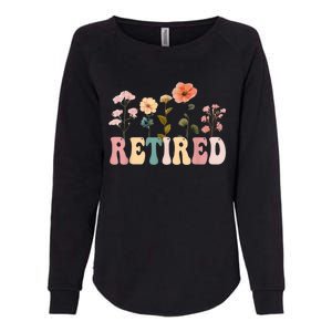 Retired Floral Letters Design Retirement Gifts Womens California Wash Sweatshirt