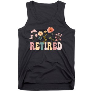 Retired Floral Letters Design Retirement Gifts Tank Top