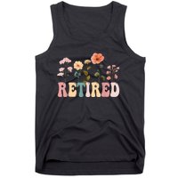 Retired Floral Letters Design Retirement Gifts Tank Top