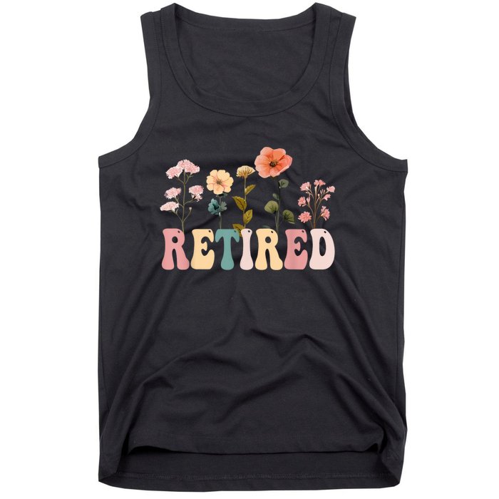 Retired Floral Letters Design Retirement Gifts Tank Top