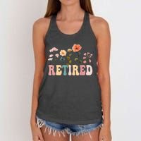 Retired Floral Letters Design Retirement Gifts Women's Knotted Racerback Tank