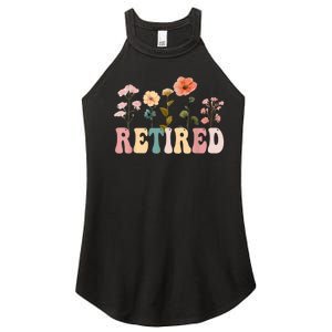 Retired Floral Letters Design Retirement Gifts Women's Perfect Tri Rocker Tank