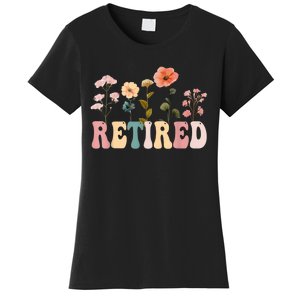 Retired Floral Letters Design Retirement Gifts Women's T-Shirt