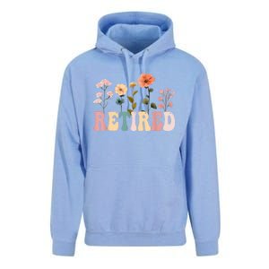 Retired Floral Letters Design Retirement Gifts Unisex Surf Hoodie