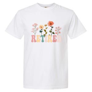 Retired Floral Letters Design Retirement Gifts Garment-Dyed Heavyweight T-Shirt