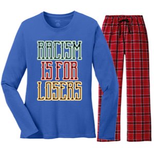 Racism For Losers Equal Rights Activist Cute Gift Women's Long Sleeve Flannel Pajama Set 