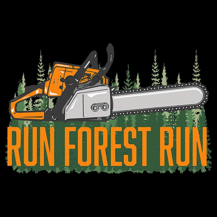 Run Forest Lumberjack Chainsaw & Logger Woodsman Button