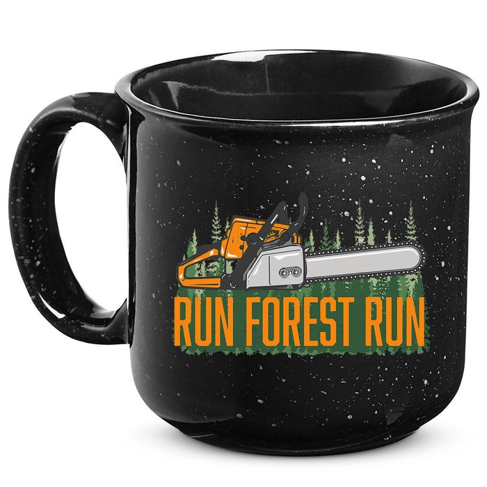 Run Forest Lumberjack Chainsaw & Logger Woodsman 15oz Campfire Ceramic Mug
