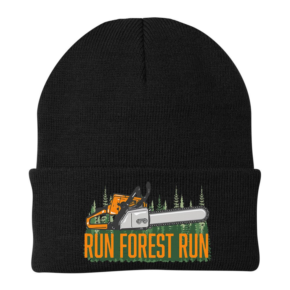 Run Forest Lumberjack Chainsaw & Logger Woodsman Beanie