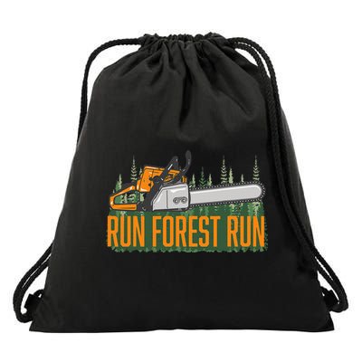 Run Forest Lumberjack Chainsaw & Logger Woodsman Drawstring Bag