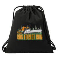 Run Forest Lumberjack Chainsaw & Logger Woodsman Drawstring Bag
