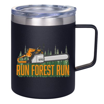 Run Forest Lumberjack Chainsaw & Logger Woodsman 12oz Stainless Steel Coffee Mug