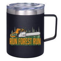 Run Forest Lumberjack Chainsaw & Logger Woodsman 12oz Stainless Steel Coffee Mug