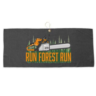 Run Forest Lumberjack Chainsaw & Logger Woodsman Large Microfiber Waffle Golf Towel