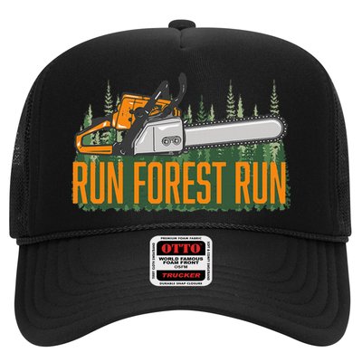 Run Forest Lumberjack Chainsaw & Logger Woodsman Trucker Hat