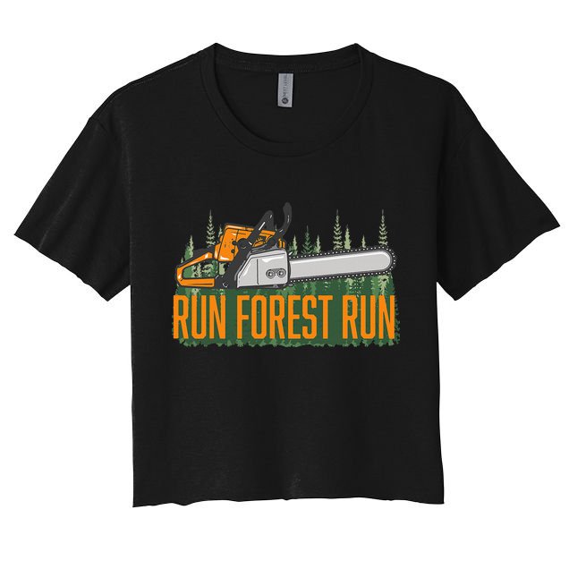 Run Forest Lumberjack Chainsaw & Logger Woodsman Crop Top