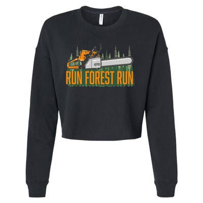 Run Forest Lumberjack Chainsaw & Logger Woodsman Cropped Pullover Crew