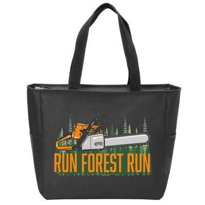 Run Forest Lumberjack Chainsaw & Logger Woodsman Zip Tote Bag