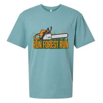 Run Forest Lumberjack Chainsaw & Logger Woodsman Sueded Cloud Jersey T-Shirt