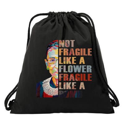 RBG. Fragile Like A Bomb. Ruth Bader Ginsberg Feminist Icon. Drawstring Bag