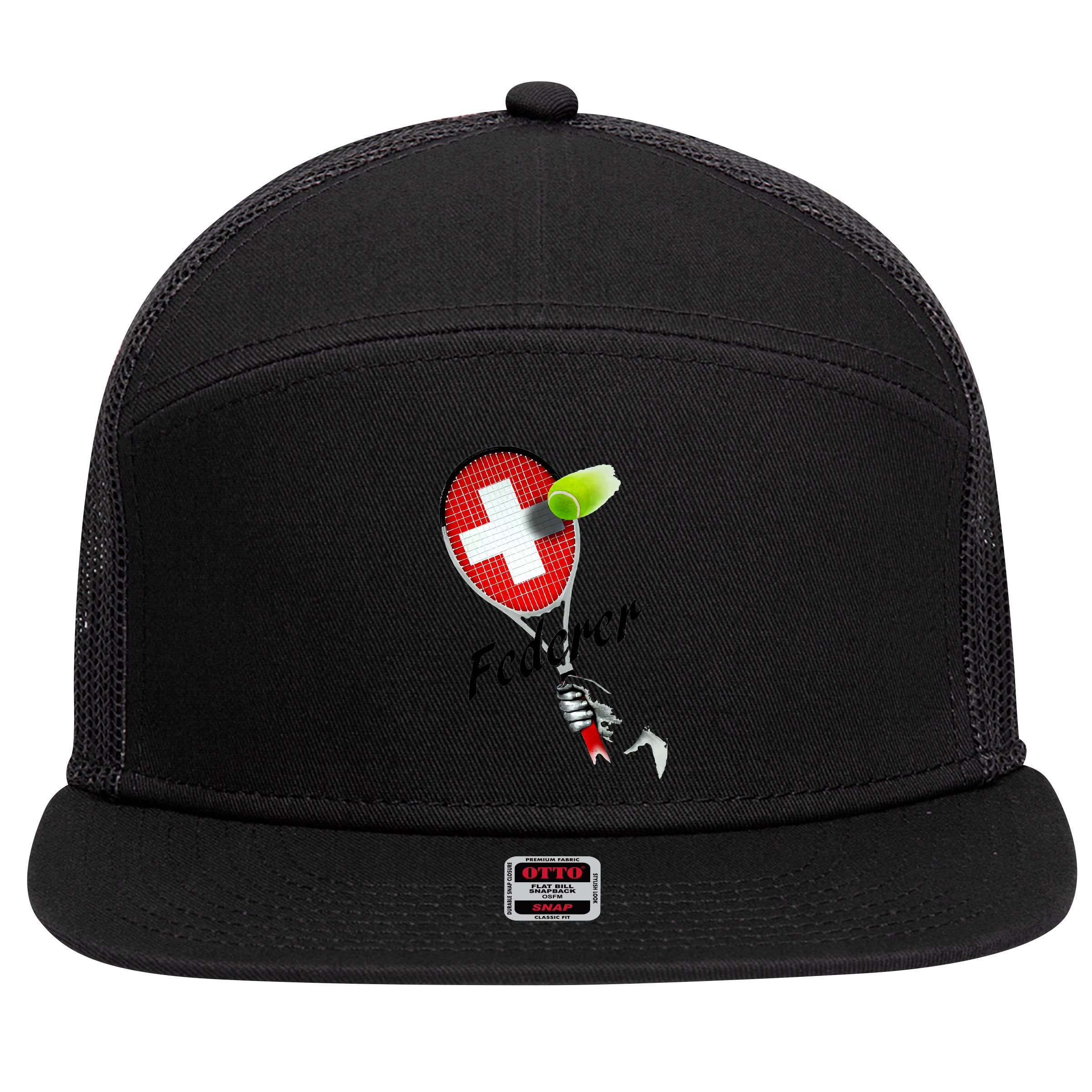 Roger Federer Lover Fan Thank You Tennis Lover 7 Panel Mesh Trucker Snapback Hat