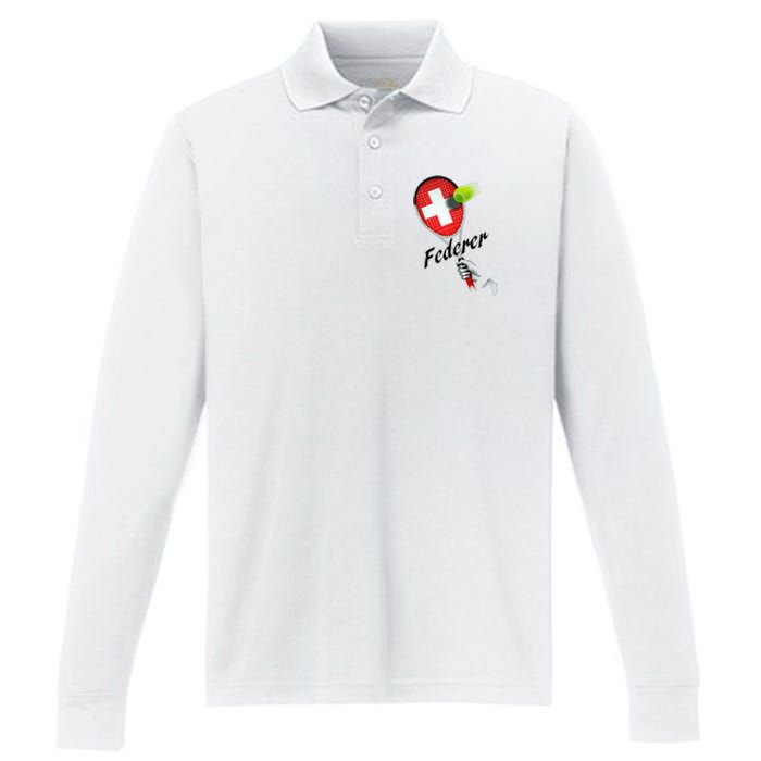 Roger Federer Lover Fan Thank You Tennis Lover Performance Long Sleeve Polo