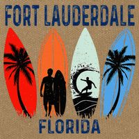 Retro Fort Lauderdale Beach Florida Surfboarder Beach Cotton Canvas Backpack