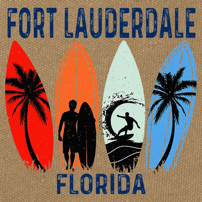 Retro Fort Lauderdale Beach Florida Surfboarder Beach Cotton Canvas Backpack