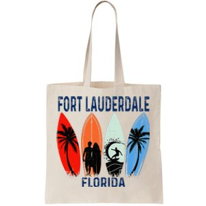 Retro Fort Lauderdale Beach Florida Surfboarder Beach Tote Bag