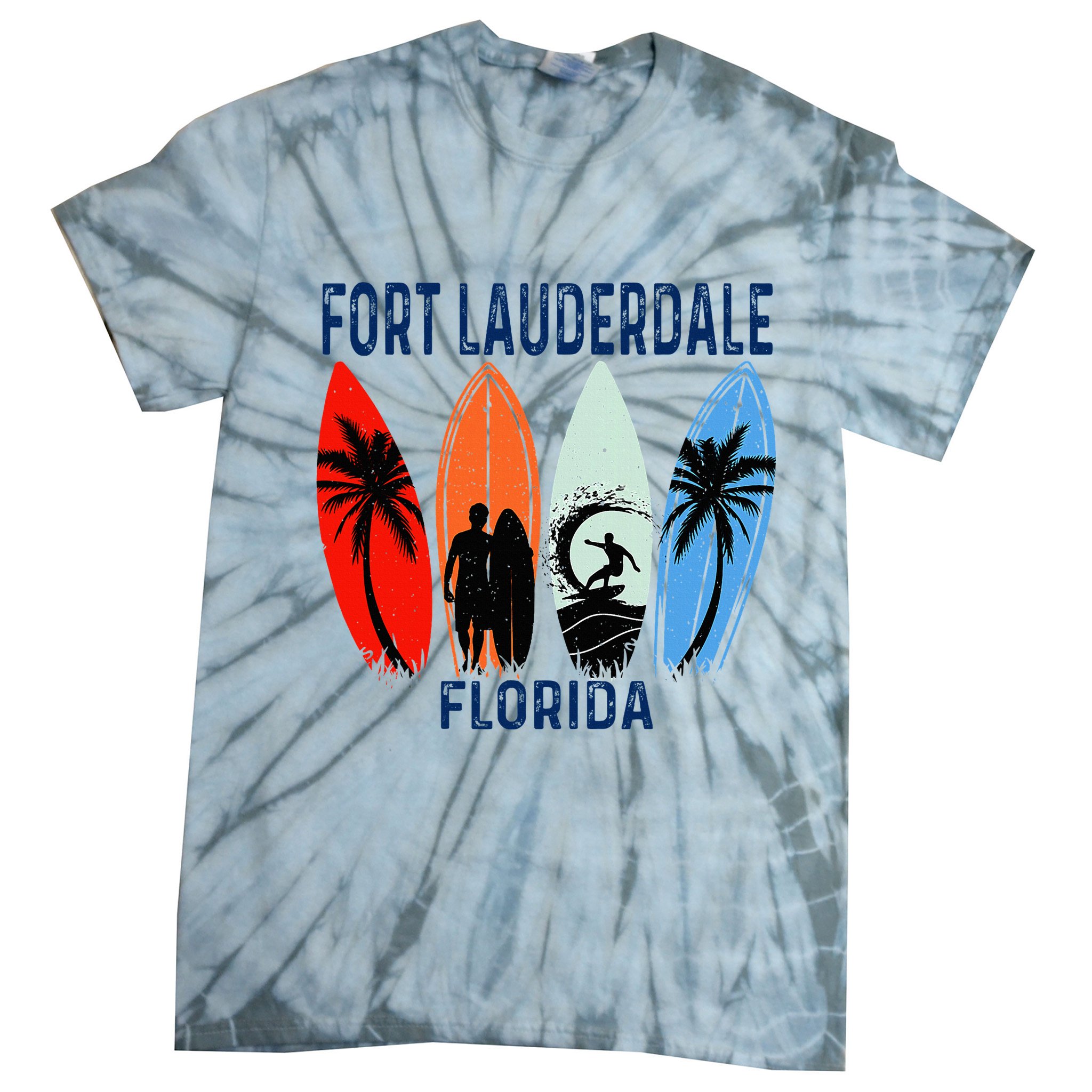 Retro Fort Lauderdale Beach Florida Surfboarder Beach Tie-Dye T-Shirt