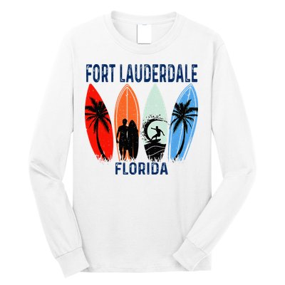 Retro Fort Lauderdale Beach Florida Surfboarder Beach Long Sleeve Shirt