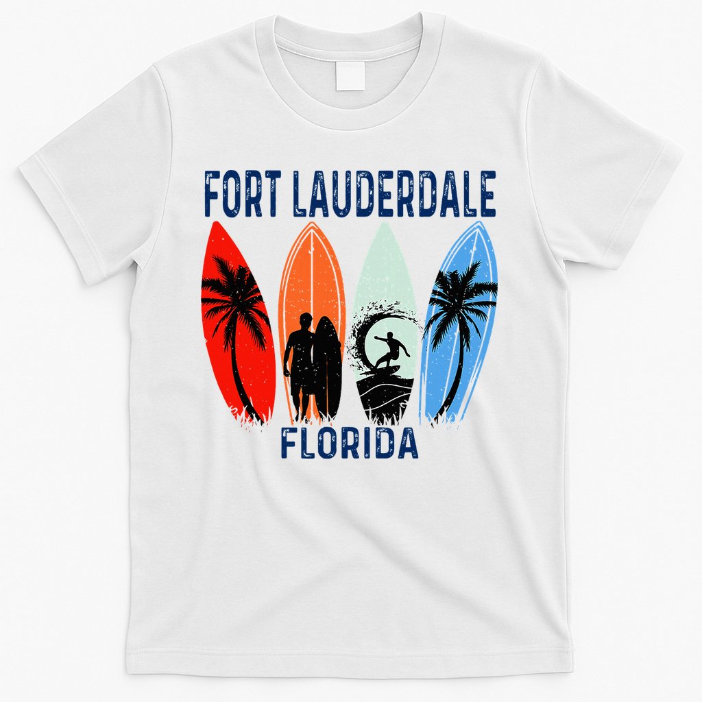 Retro Fort Lauderdale Beach Florida Surfboarder Beach T-Shirt