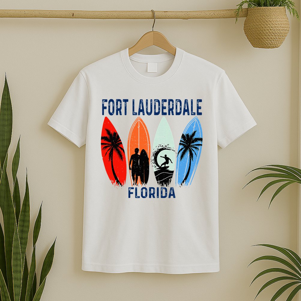 Retro Fort Lauderdale Beach Florida Surfboarder Beach T-Shirt