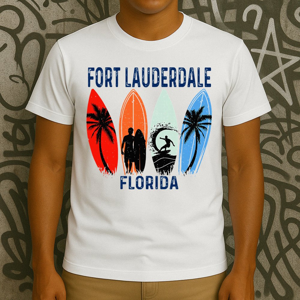 Retro Fort Lauderdale Beach Florida Surfboarder Beach T-Shirt