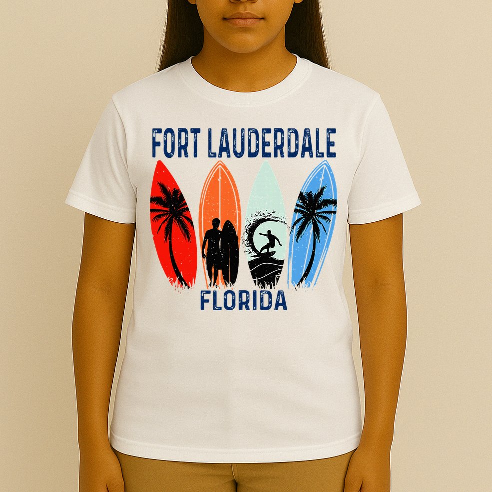 Retro Fort Lauderdale Beach Florida Surfboarder Beach T-Shirt