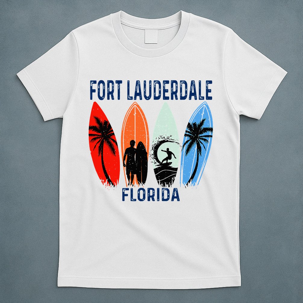 Retro Fort Lauderdale Beach Florida Surfboarder Beach T-Shirt