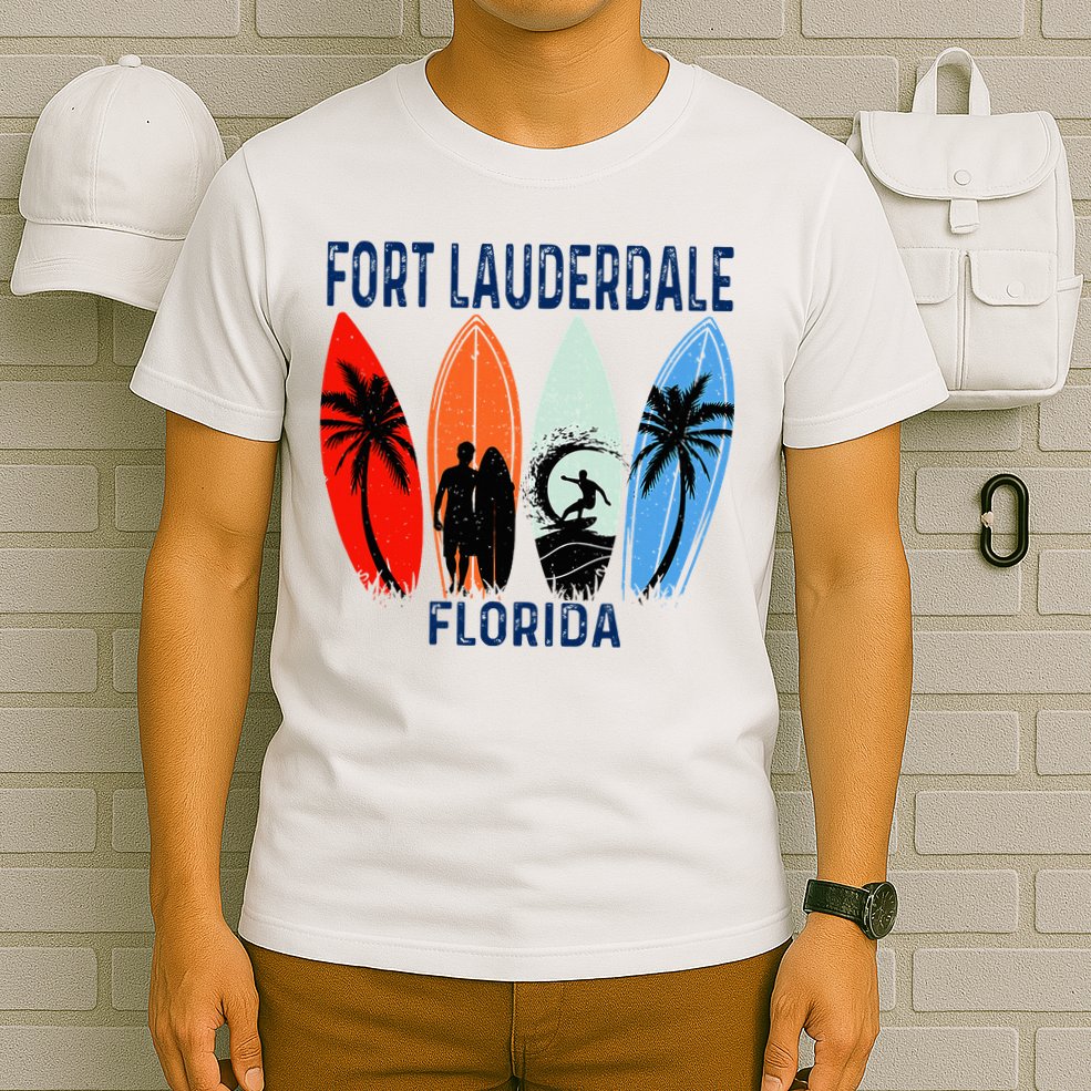 Retro Fort Lauderdale Beach Florida Surfboarder Beach T-Shirt