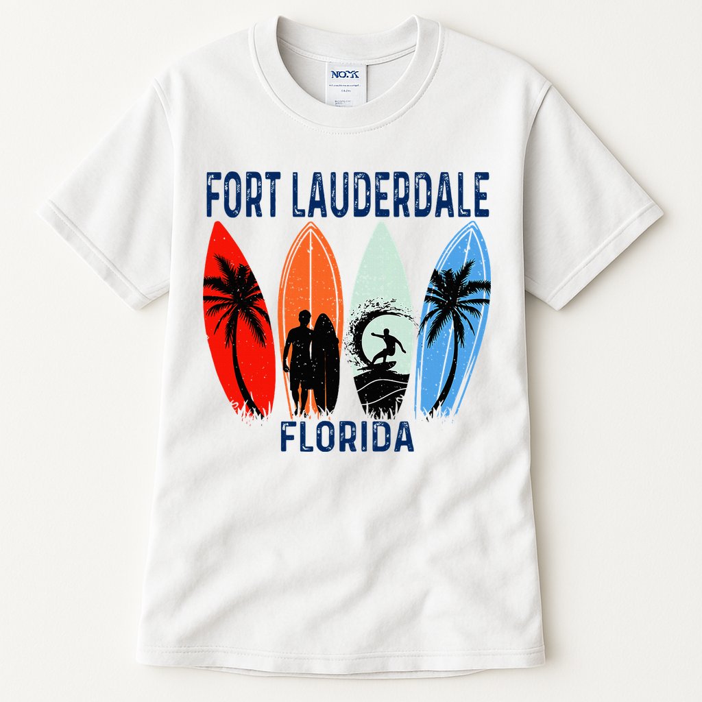 Retro Fort Lauderdale Beach Florida Surfboarder Beach Tall T-Shirt