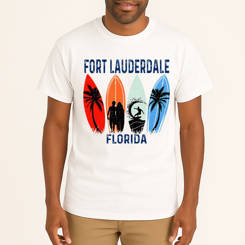 Retro Fort Lauderdale Beach Florida Surfboarder Beach Tall T-Shirt
