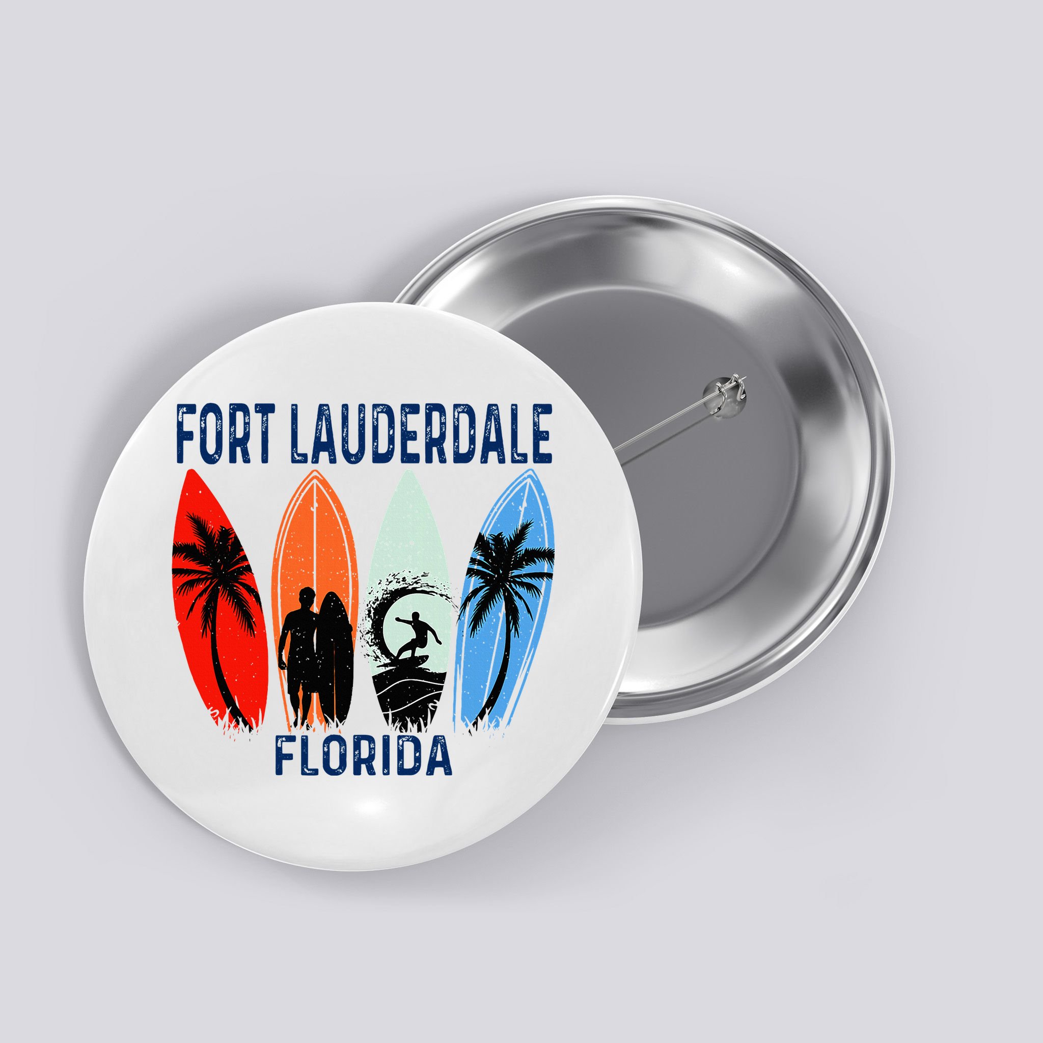 Retro Fort Lauderdale Beach Florida Surfboarder Beach Button