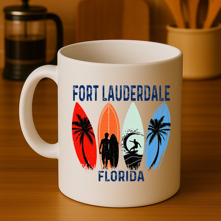 Retro Fort Lauderdale Beach Florida Surfboarder Beach Mug