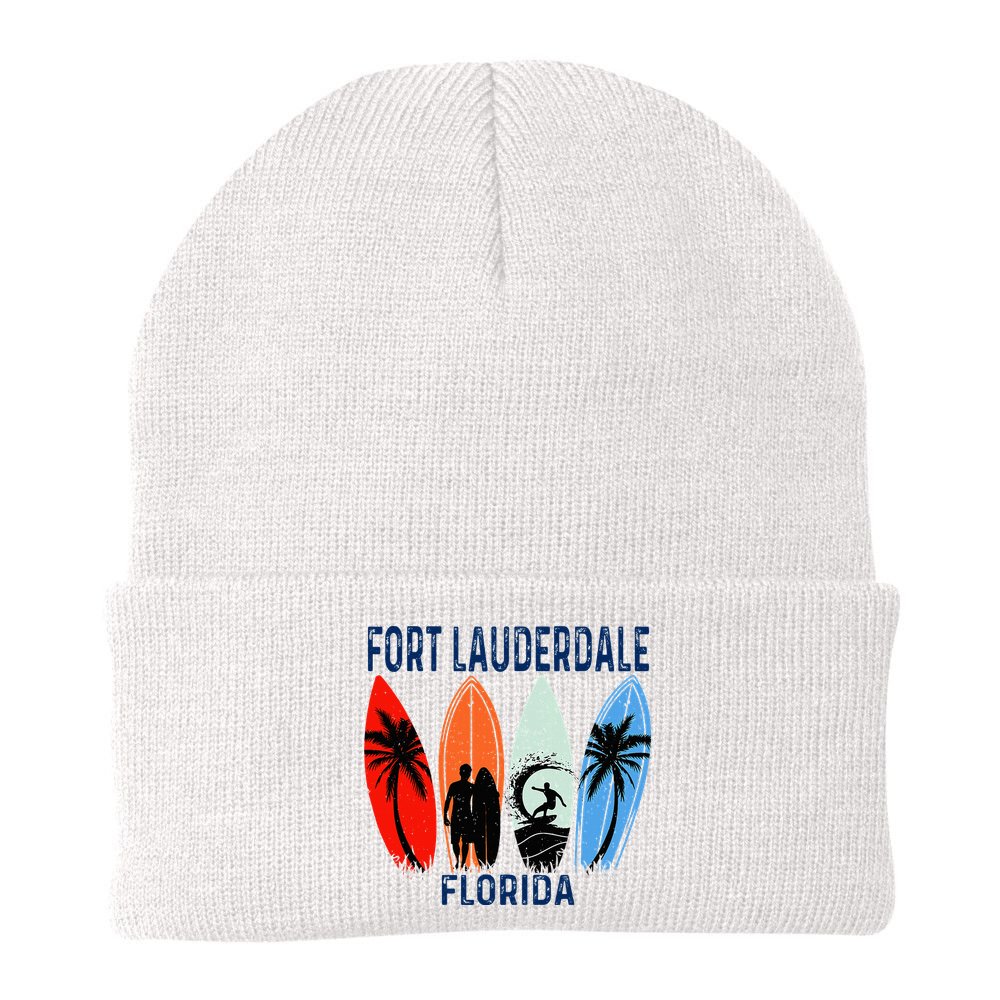 Retro Fort Lauderdale Beach Florida Surfboarder Beach Beanie