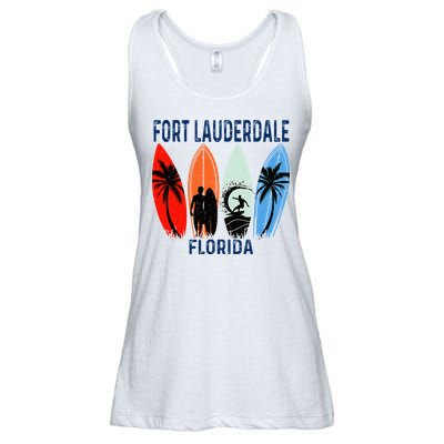 Retro Fort Lauderdale Beach Florida Surfboarder Beach Ladies Essential Flowy Tank