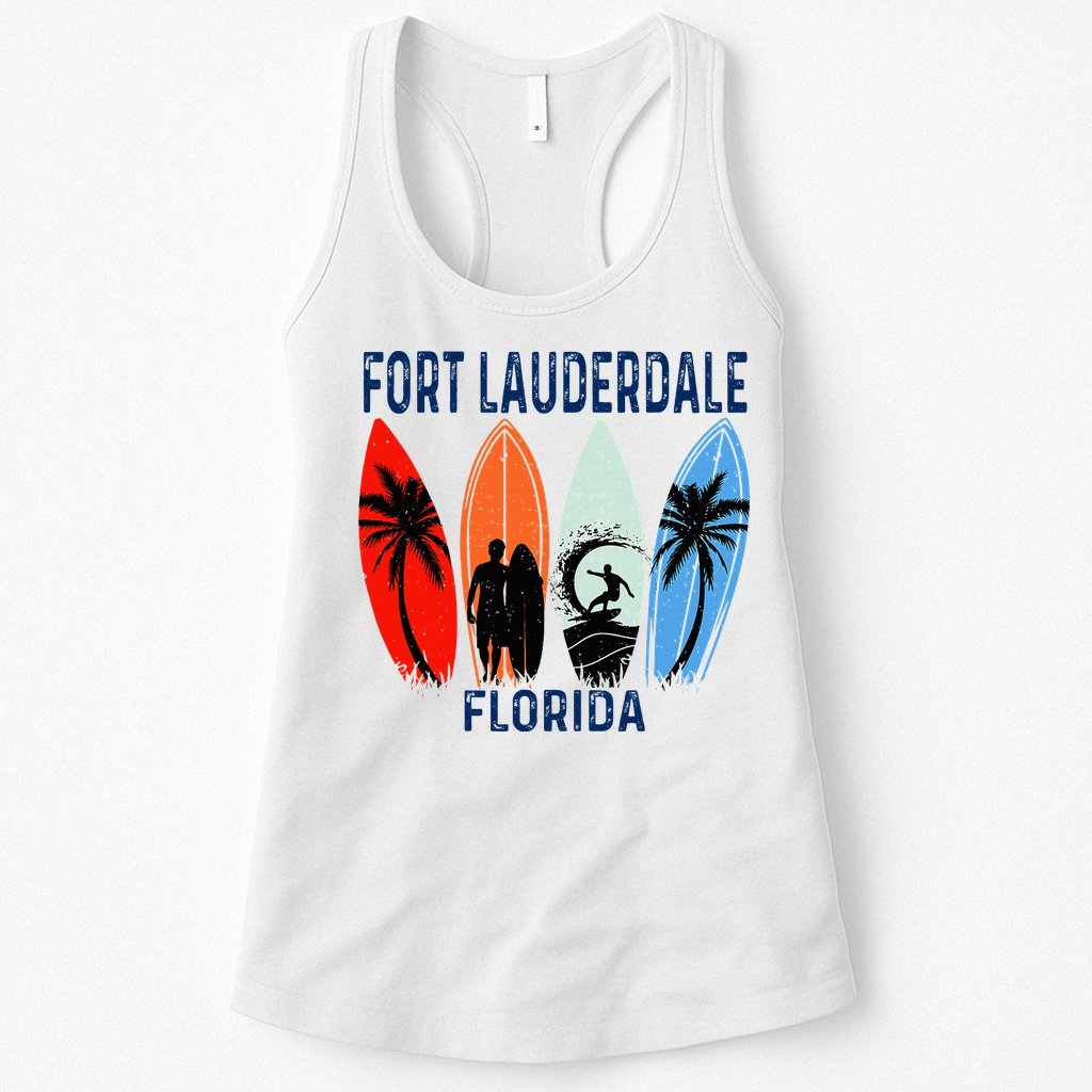 Retro Fort Lauderdale Beach Florida Surfboarder Beach Womens Tank Top