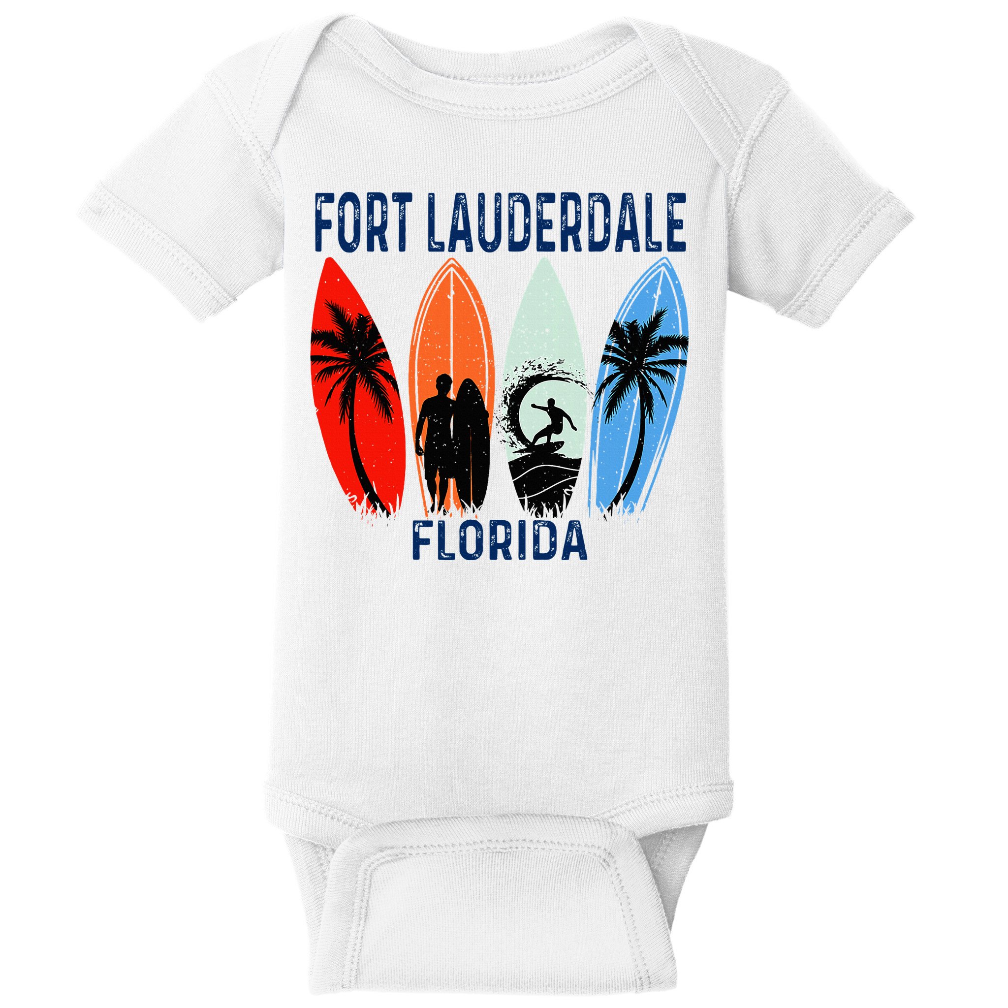 Retro Fort Lauderdale Beach Florida Surfboarder Beach Baby Bodysuit