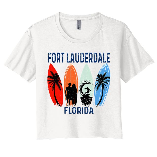 Retro Fort Lauderdale Beach Florida Surfboarder Beach Crop Top