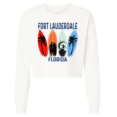 Retro Fort Lauderdale Beach Florida Surfboarder Beach Cropped Pullover Crew