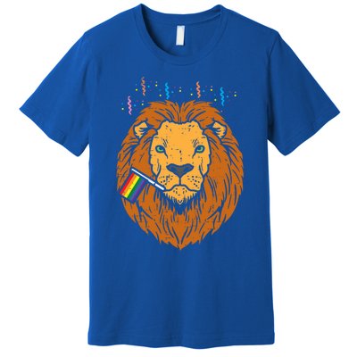 Rainbow Flag Lion Lgbt Pride Month Gay Ally Animal Gift Premium T-Shirt